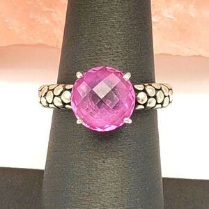 DESIGNER MICHAEL DAWKINS STERLING SILVER AND PINK SAPPHIRE RING SIZE 7